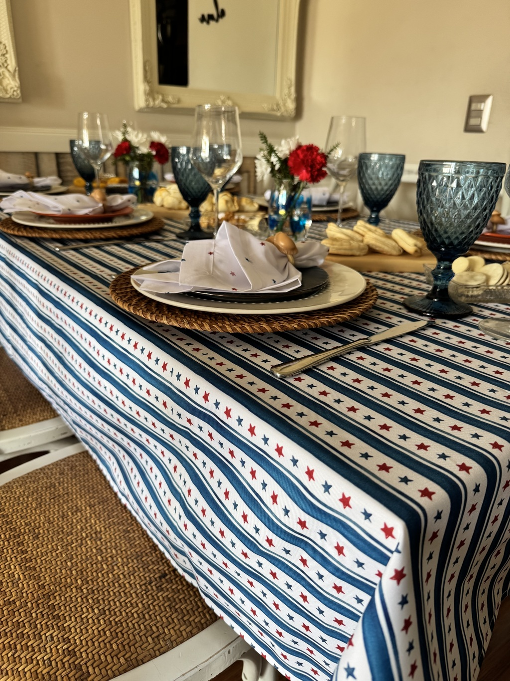 Mantel Rectangular Estrellas de Chile