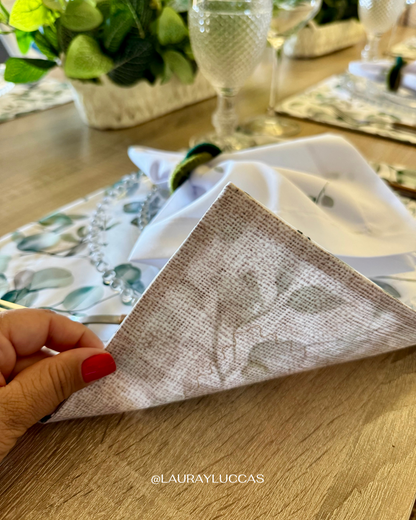 Kit de Mesa Eucalipto con servilletas estampada