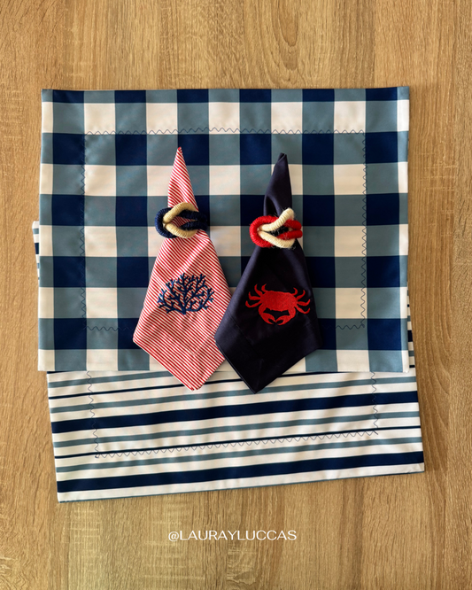 Kit de Mesa Picnic Azul con Servilletas Marinas