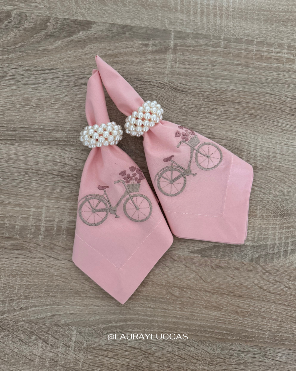 Servilleta de Tela 100% algodón bordada Bicicleta Paris Rosen