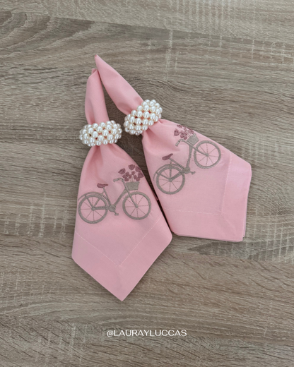 Servilleta de Tela 100% algodón bordada Bicicleta Paris Rosen
