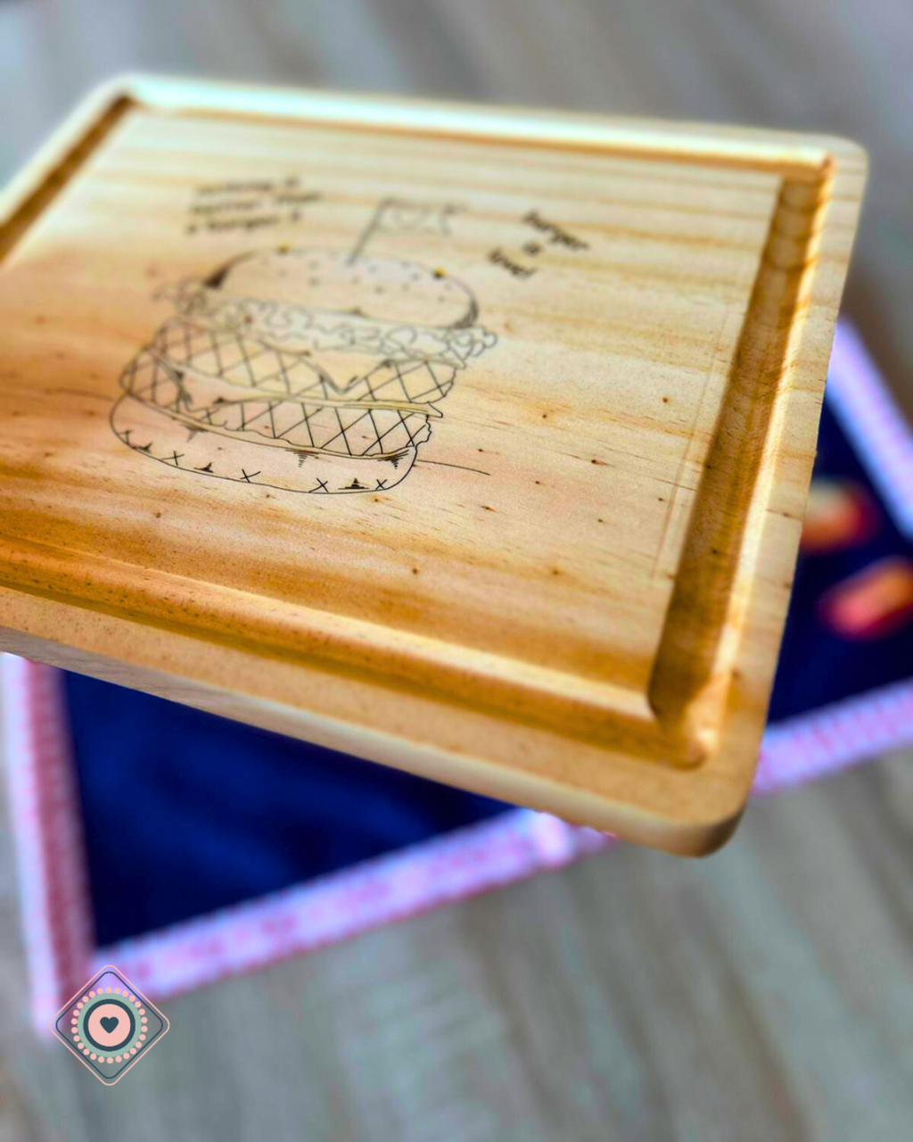 Tabla de madera Hamburguesa