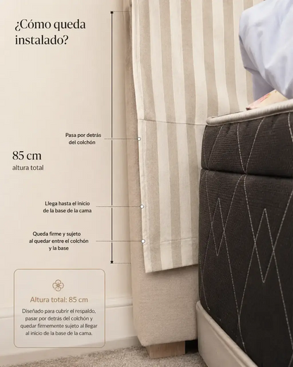 Cubre Respaldo de Lino — Rayas Naturales