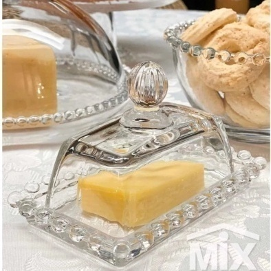 Mantequillera Transparente Colección Cristal Perlas