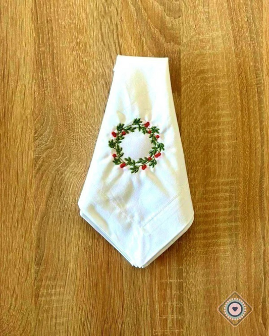Servilleta de Tela Bordada color blanco Guirnalda