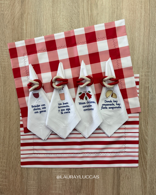 Kit de Mesa Picnic Rojo con Servilletas Chilenismos