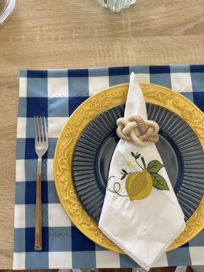 Individual de tela doble faz impermeable Picnic Azul