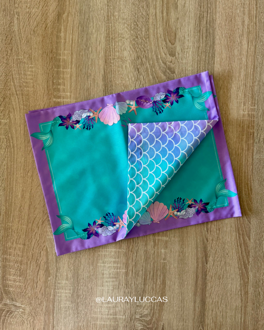 Individual de tela doble faz impermeable Sirenita