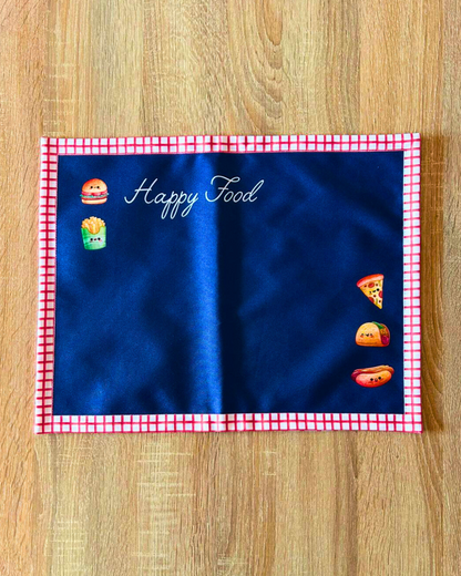 Individual de tela doble faz impermeable Happy Food