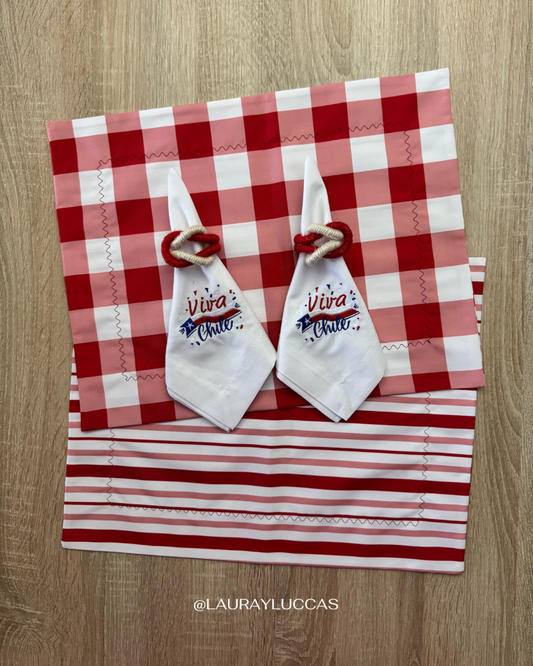 Kit de Mesa Picnic Rojo con Servilletas Viva Chile