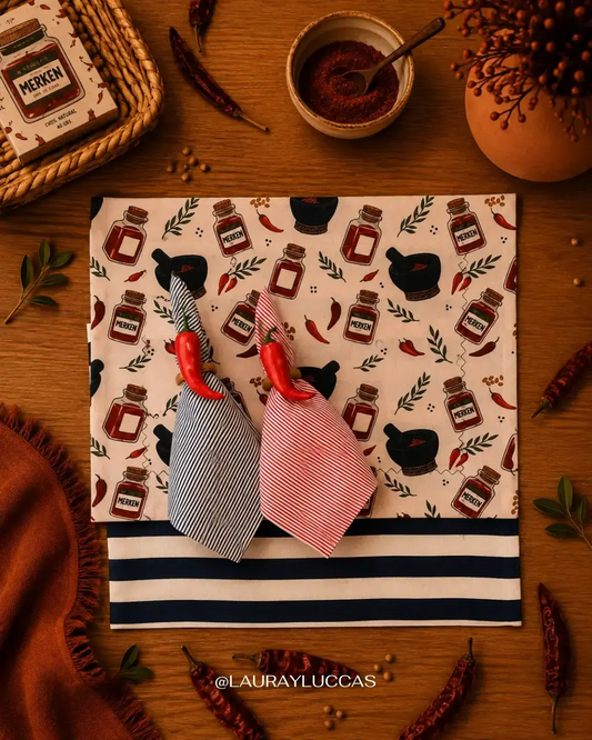 Kit de Mesa Puesta Merken con servilletas estampadas