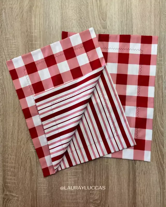 Set familia - 4 individuales doble faz Picnic Rojo