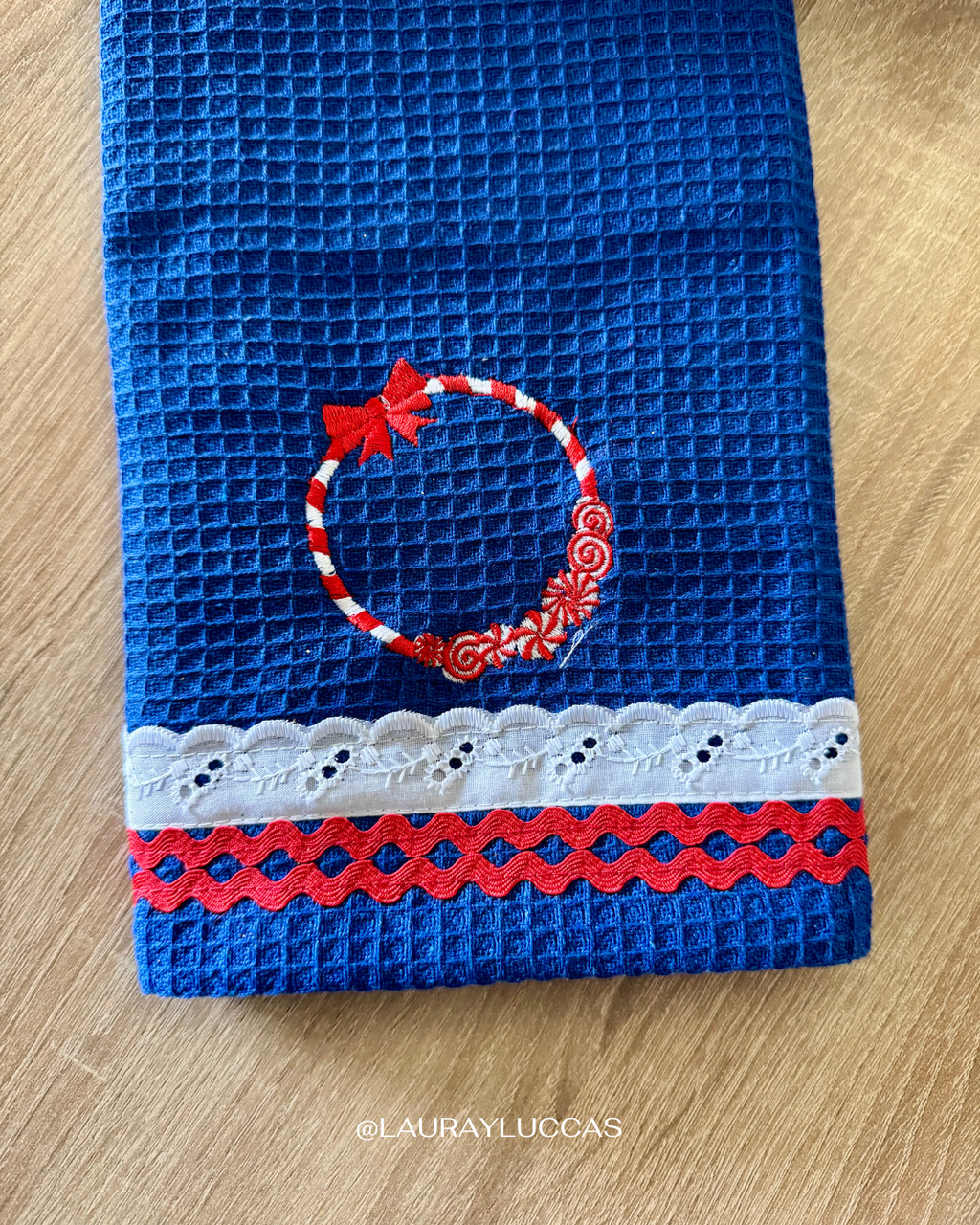 Paño de Cocina Azul rey Guirnalda Navidad