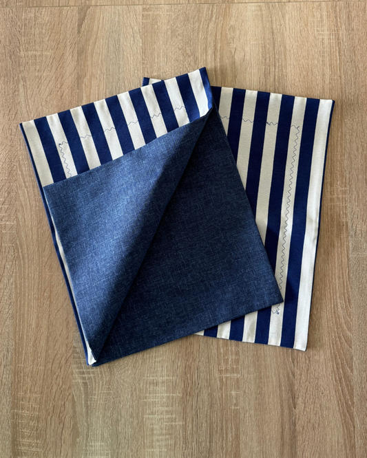 Individual de tela doble faz impermeable Rayas Azules