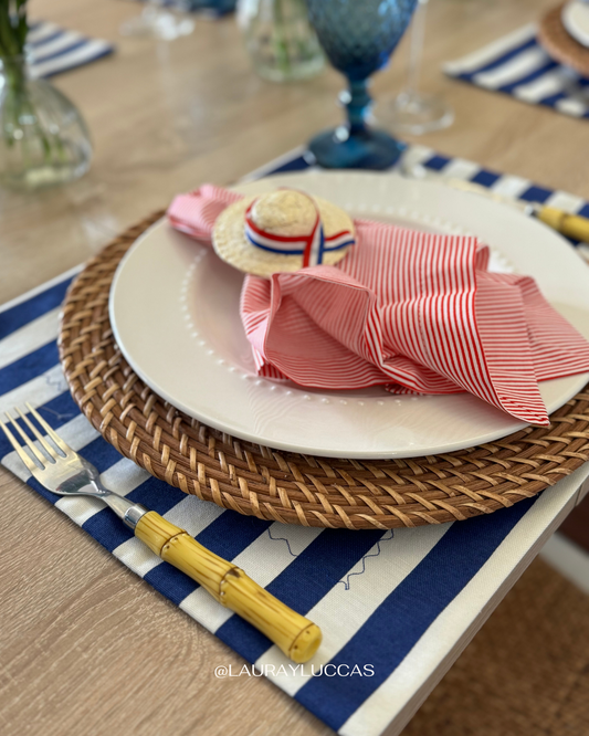 Kit de Mesa Puesta Rayas Azules Fiestas Patrias