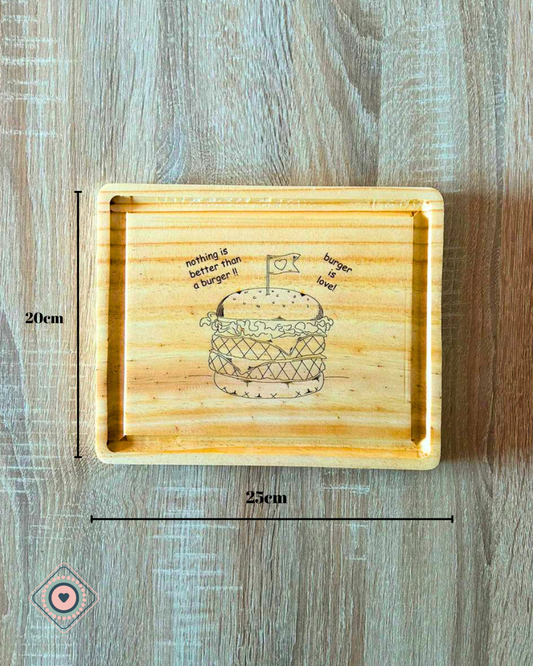 Tabla de madera Hamburguesa