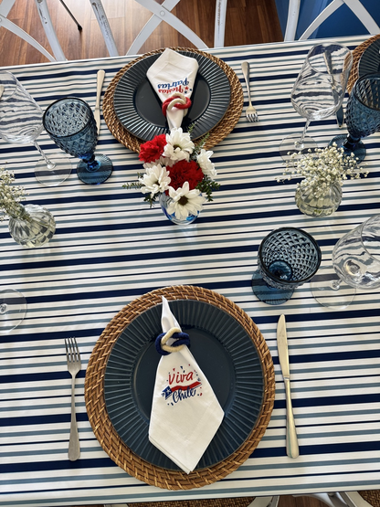 Mantel Rectangular Líneas azules