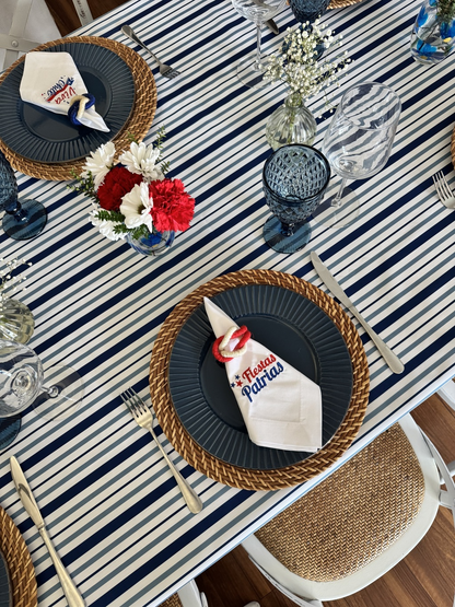 Mantel Rectangular Líneas azules
