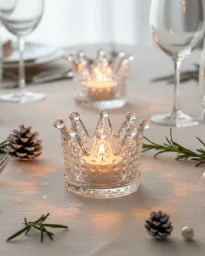 Candelabro Corona en vidrio transparente