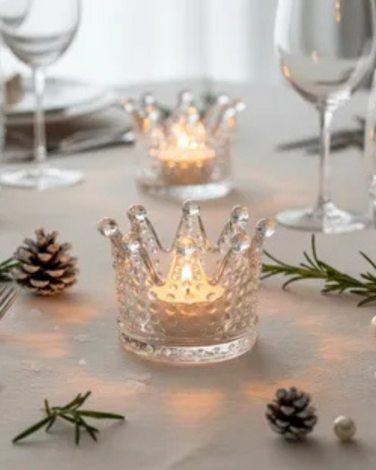 Candelabro Corona en vidrio transparente