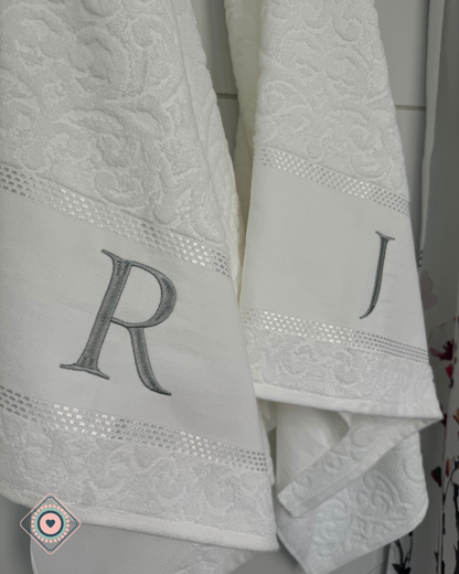 Kit Toalla de baño y rostro color blanco personalizadas