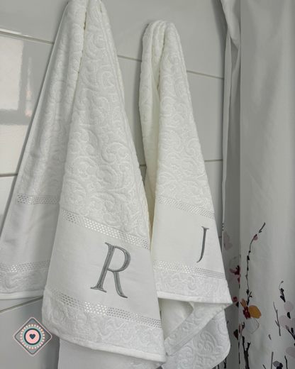 Kit Toalla de baño y rostro color blanco personalizadas