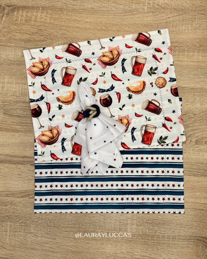 Kit de Mesa Sabor Chileno con servilletas estrellas de Chile