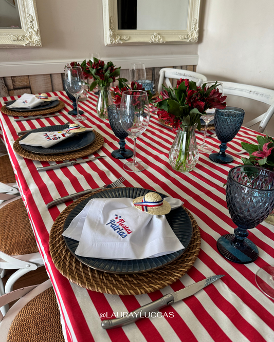 Mantel Rectangular Rayas Rojas
