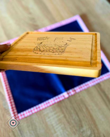 Tabla de madera Hamburguesa