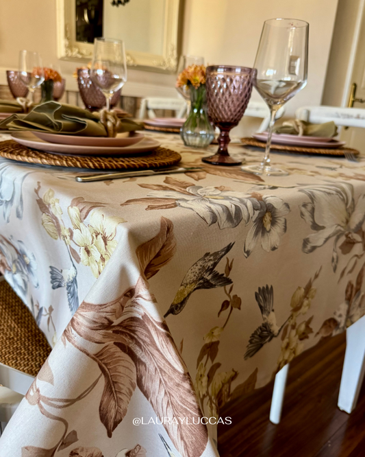Mantel Rectangular Colibrí Gris