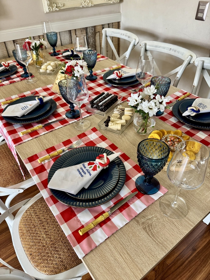 Set familia - 4 individuales doble faz Picnic Rojo