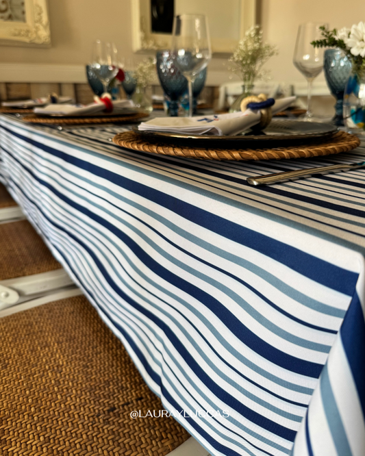 Mantel Rectangular Líneas azules