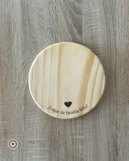 Tabla de madera redonda Lugar de Familia Feliz