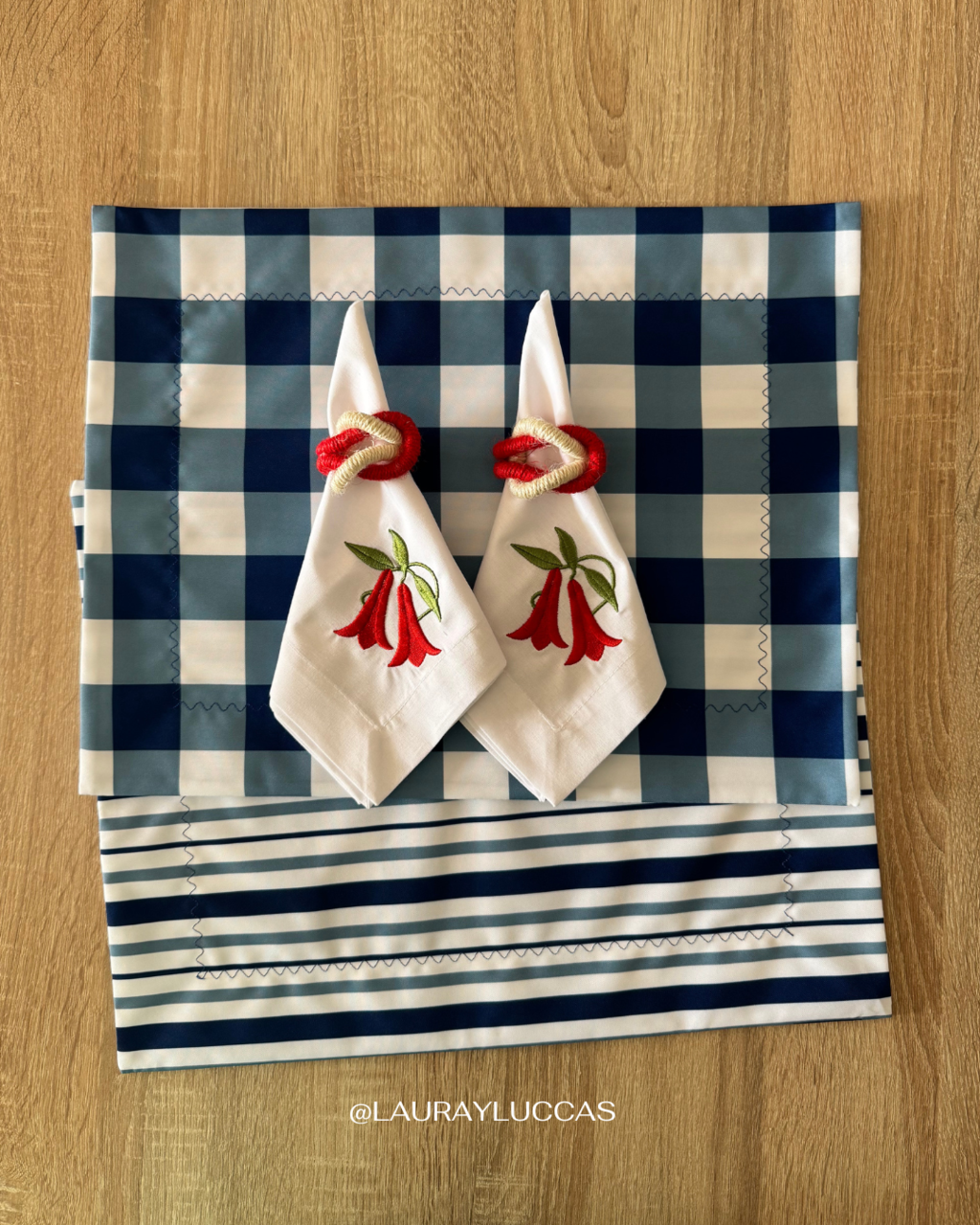 Kit de Mesa Picnic Azul con Servilletas Copihue