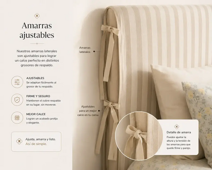 Kit Dormitorio de Lino — Rayas Gris Azulado