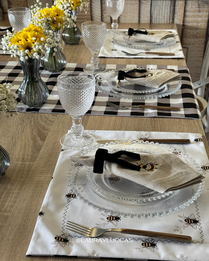 Set familia - 4 individuales doble faz Abeja Dorada