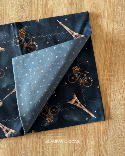 Individual de tela doble faz impermeable Amor en Paris