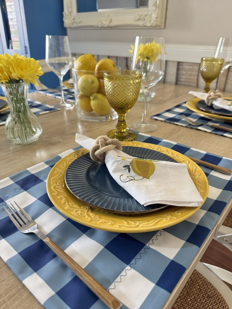 Set familia - 4 individuales doble faz Picnic Azul