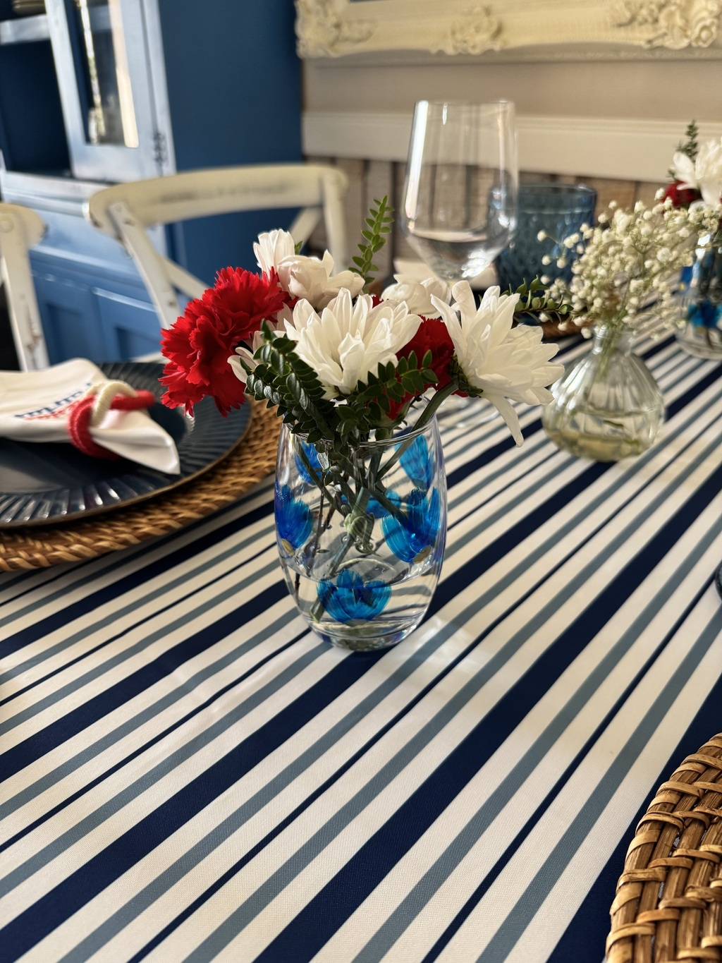 Mantel Rectangular Líneas azules