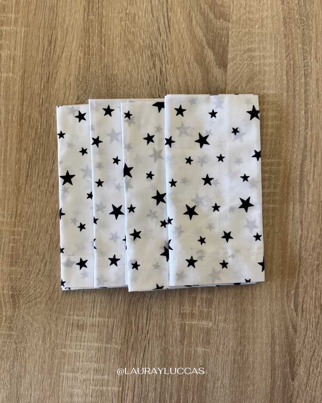 Set de 4 servilletas de tela estampadas Estrellas Azules