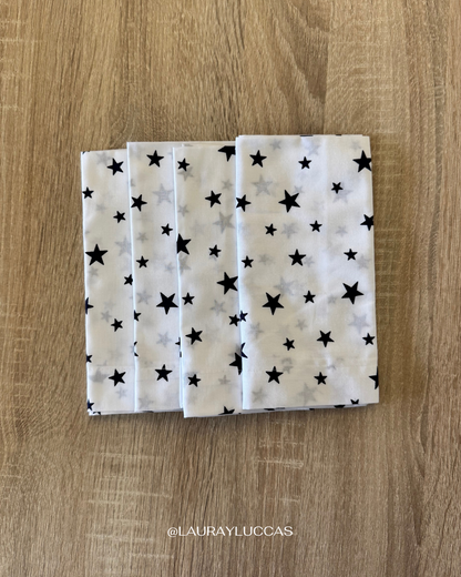 Set de 4 servilletas de tela estampadas Estrellas Azules