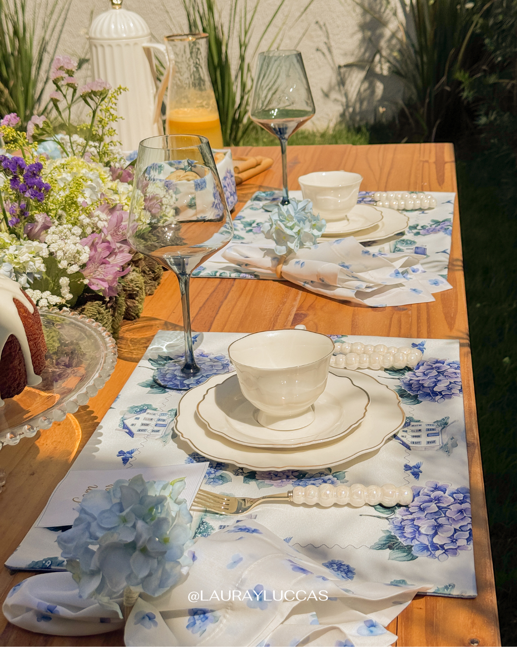 Individual de tela doble faz impermeable Hortensias