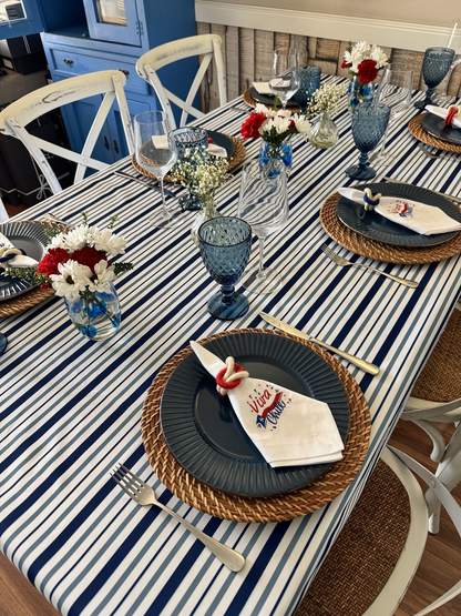 Mantel Rectangular Líneas azules