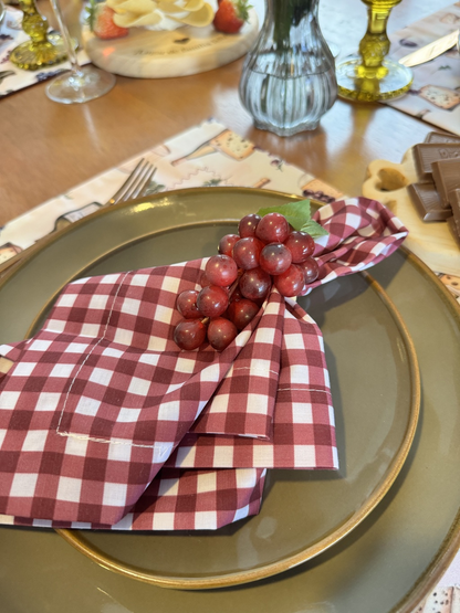 Servilleta de Tela Estampada Picnic burdeos
