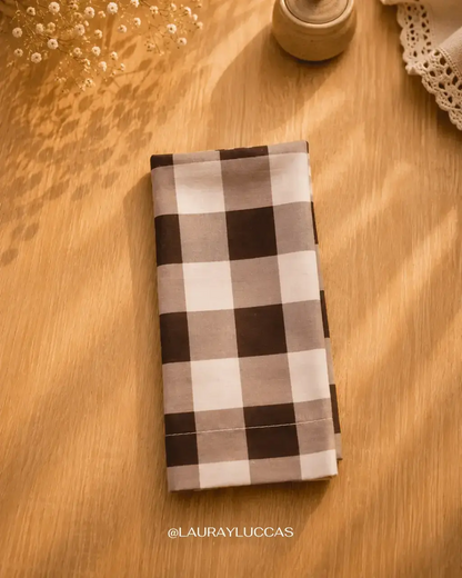 Servilleta de Tela Estampada Vichy café - La Casona