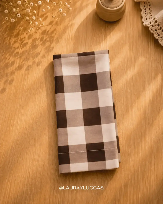 Servilleta de Tela Estampada Vichy café - La Casona