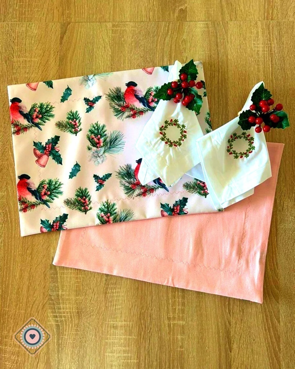 Servilleta de Tela Bordada color blanco Guirnalda