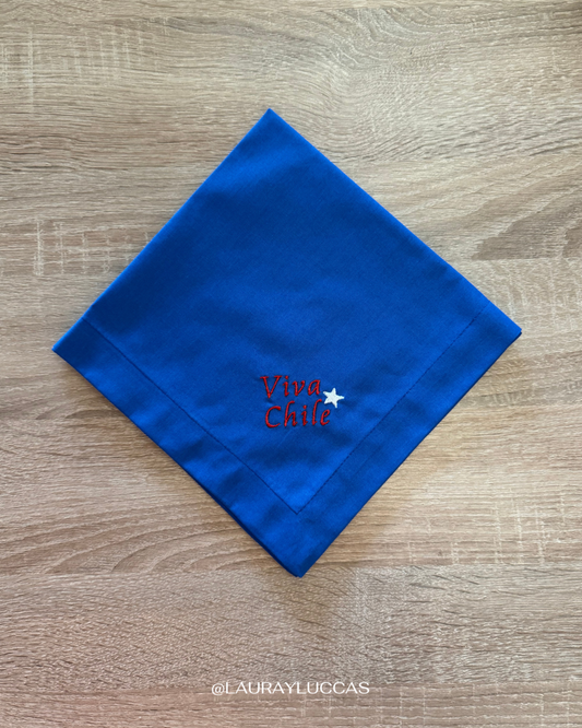 Servilleta de Tela Bordada Viva Chile Estrella