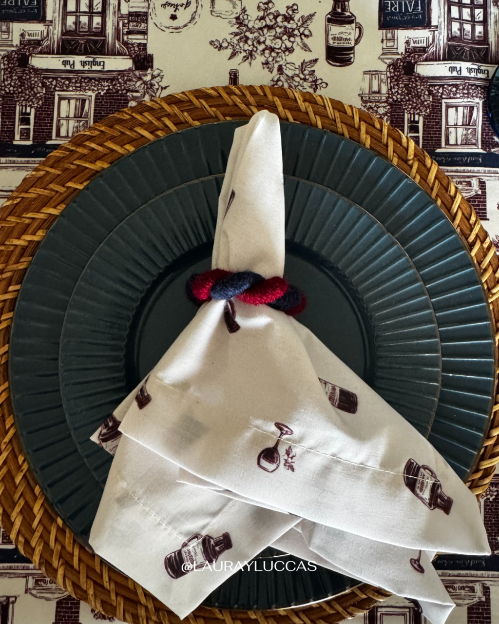Servilleta de Tela Estampada Pub Inglés