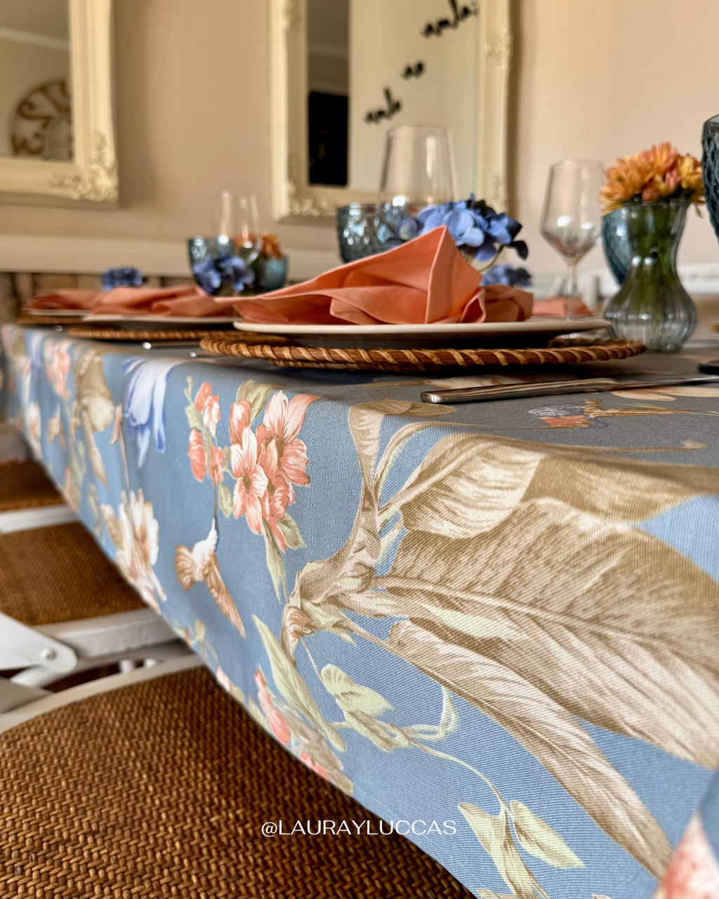 Mantel Rectangular Colibrí Azul